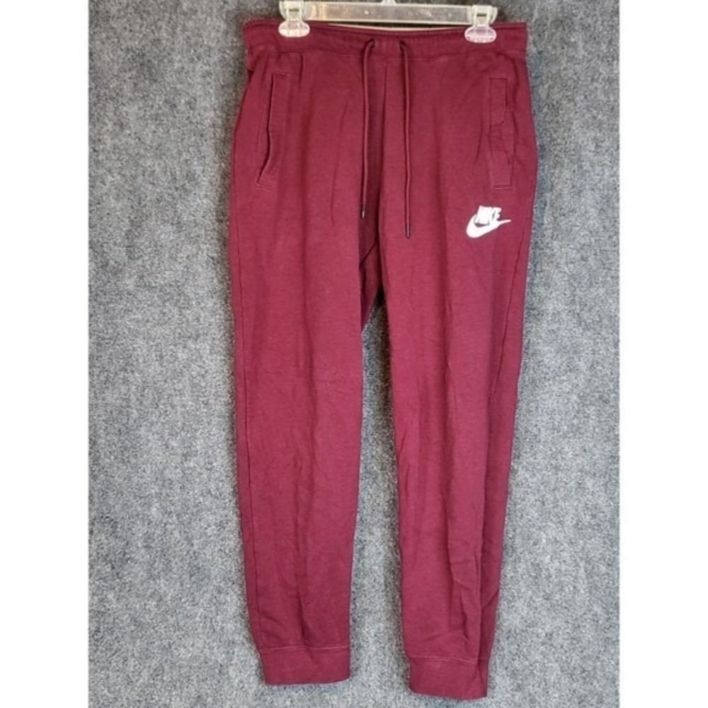 Nike Just Do It Jogger Sweatpants Mens Medium Burgundy Athletic Pants Activewear